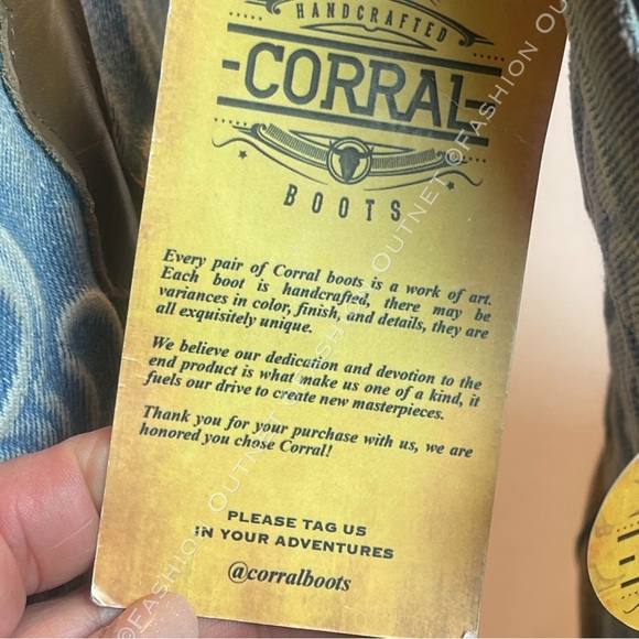 Corral Women's Saddle Cowhide Square Toe Western Boots Denim Embroidery Sz 10 - Picture 14 of 16